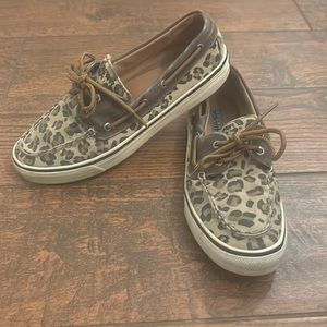 Sperry Top Sider Leopard Print Boat Shoes in canvas